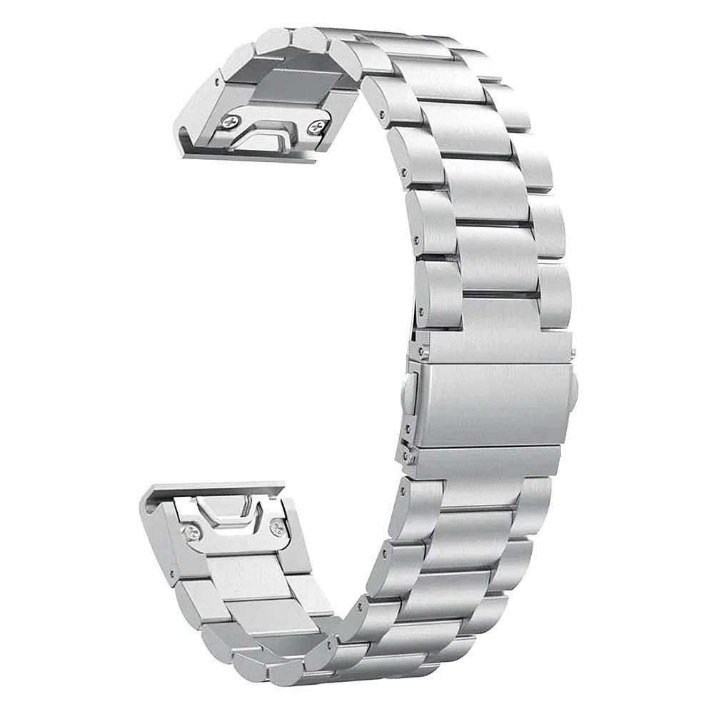 For Garmin 22mm Integrated Three Beads Flat Buckle Titanium Alloy Quick Release Watch Band(Silver)