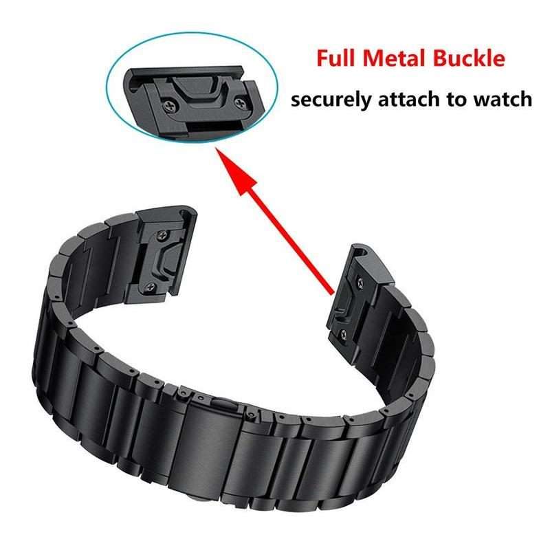 For Garmin 22mm Integrated Three Beads Flat Buckle Titanium Alloy Quick Release Watch Band(Silver)