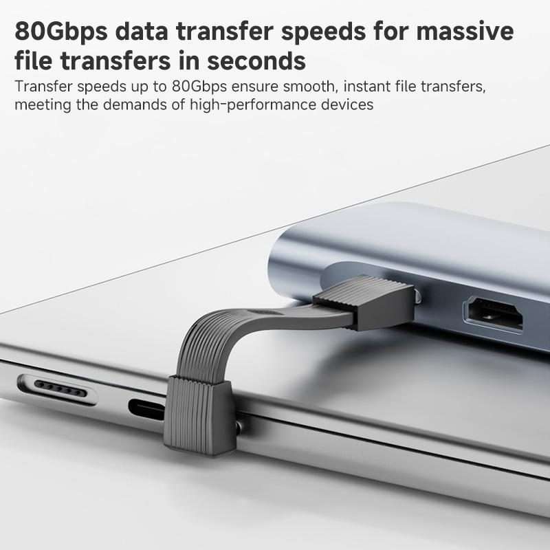 67mm 240W 8K 80Gbps Type-C to Type-C For Thunderbolt 4 Full Function Data Cable(Black)