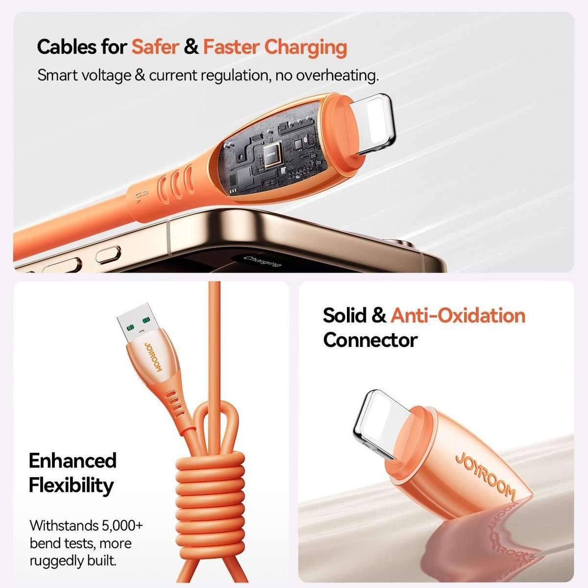JOYROOM S-A59 Vibrant Series 3A USB to 8 Pin Fast Charging Data Cable, Length:1.2m(Orange)