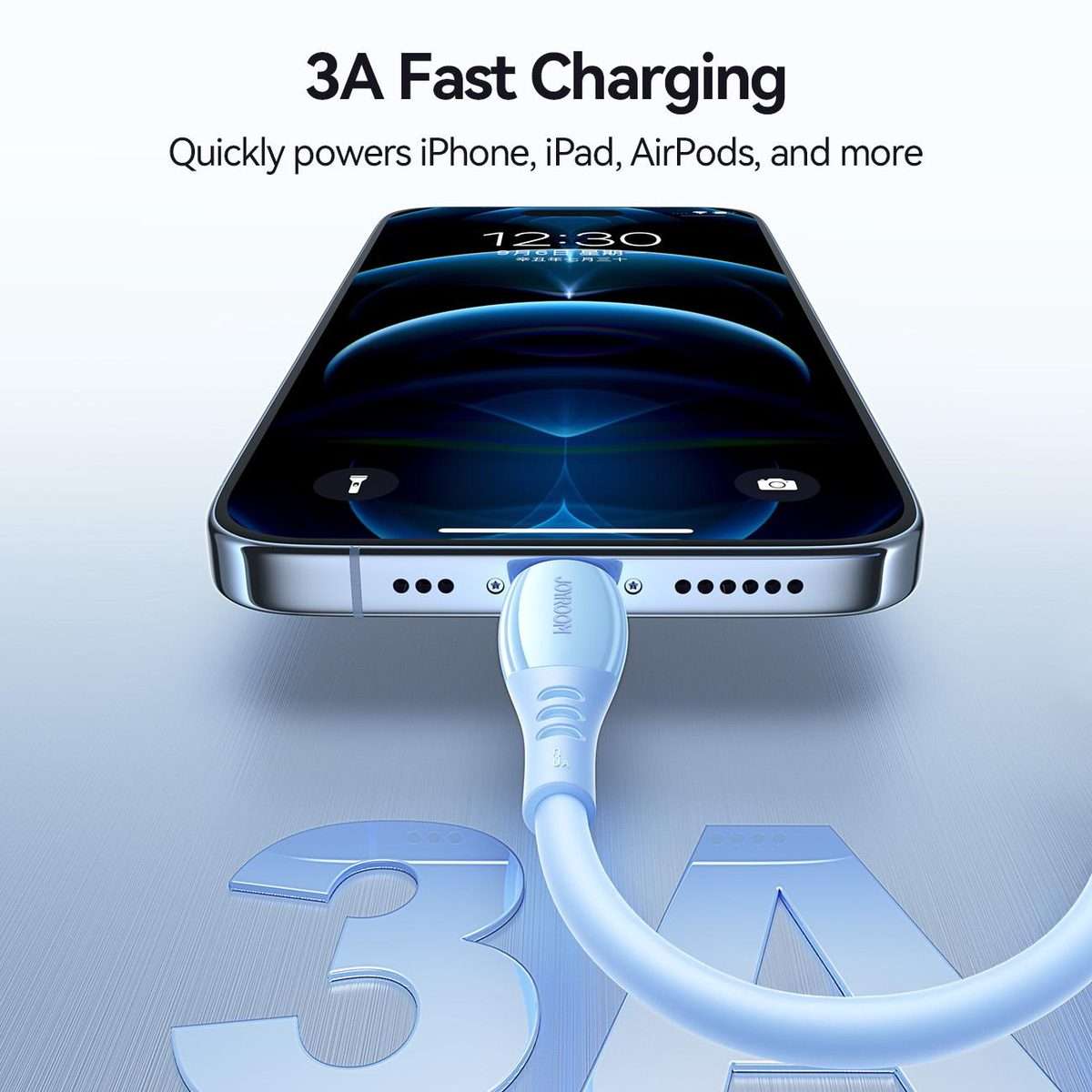JOYROOM S-A59 Vibrant Series 3A USB to 8 Pin Fast Charging Data Cable, Length:1.2m(Blue)