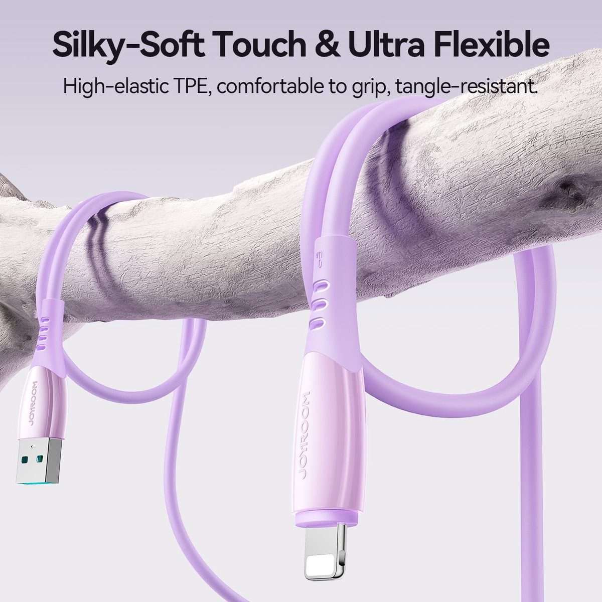 JOYROOM S-A59 Vibrant Series 3A USB to 8 Pin Fast Charging Data Cable, Length:1.2m(Purple)