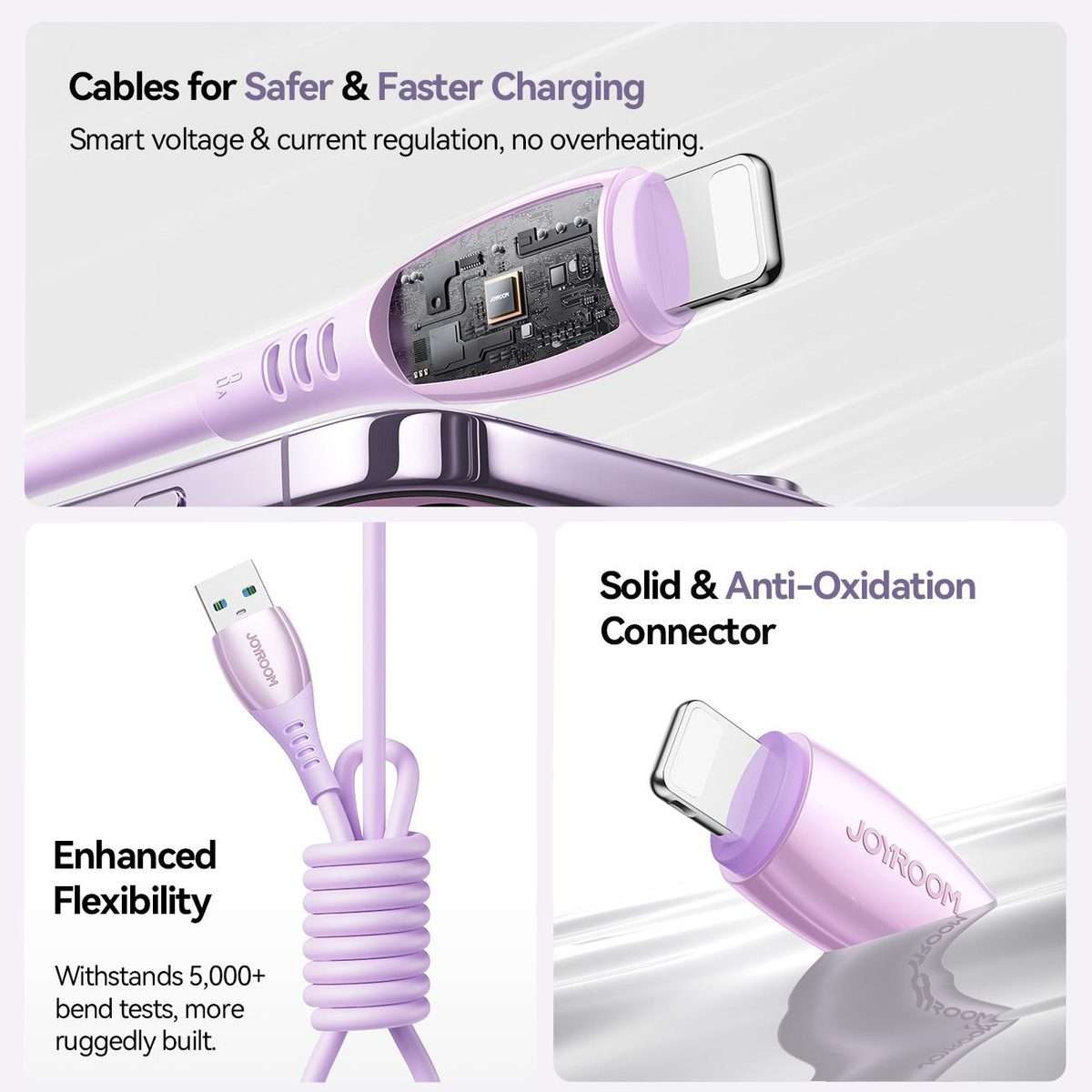 JOYROOM S-A59 Vibrant Series 3A USB to 8 Pin Fast Charging Data Cable, Length:1.2m(Purple)