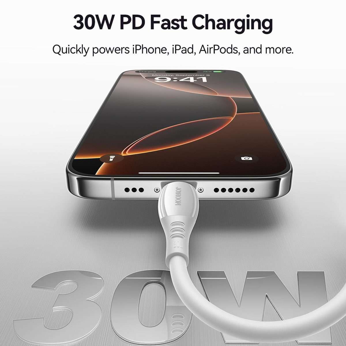 JOYROOM S-A59 Vibrant Series 30W Type-C to 8 Pin Fast Charging Data Cable, Length:1.2m(White)