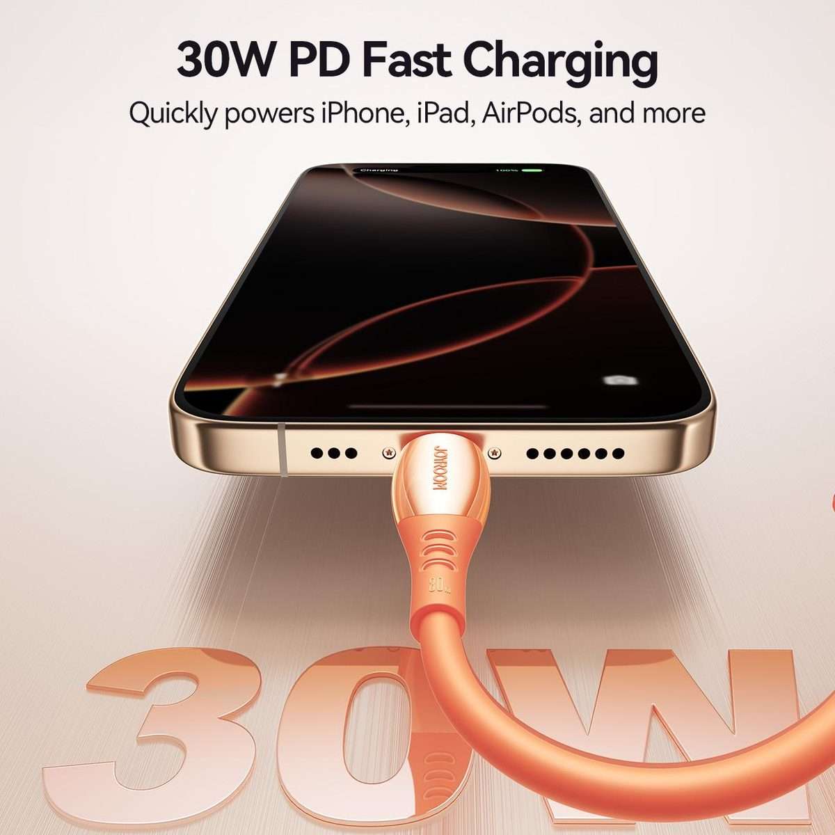JOYROOM S-A59 Vibrant Series 30W Type-C to 8 Pin Fast Charging Data Cable, Length:1.2m(Orange)