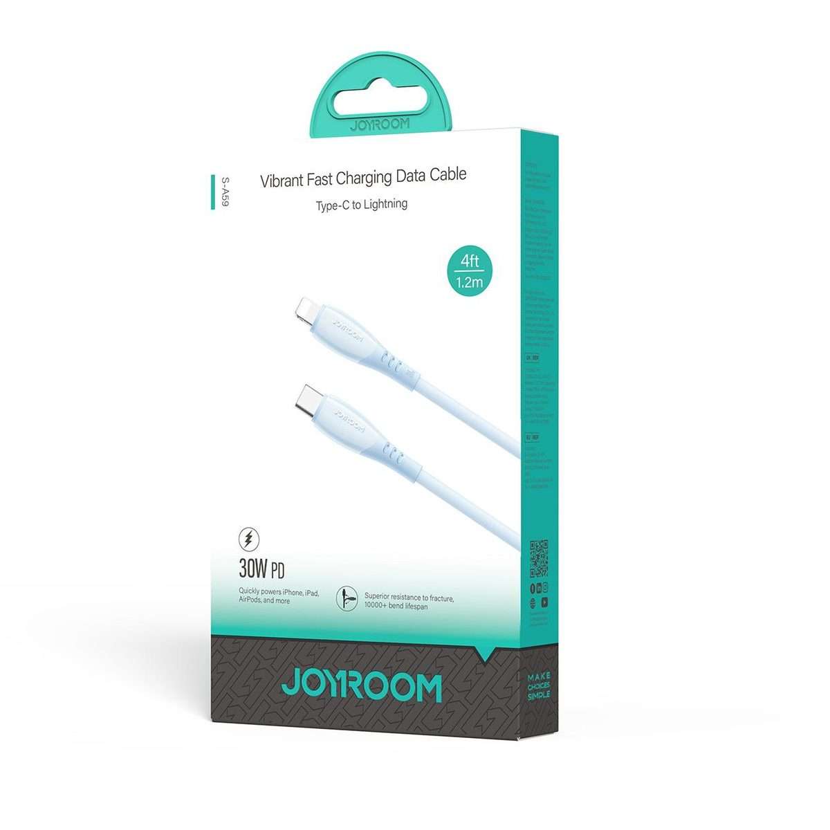 JOYROOM S-A59 Vibrant Series 30W Type-C to 8 Pin Fast Charging Data Cable, Length:1.2m(Blue)
