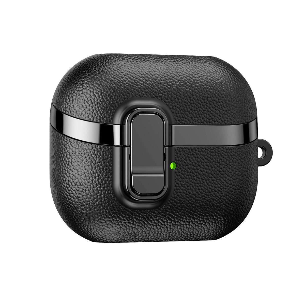 For Samsung Galaxy Buds3 Electroplated Leather Texture Wireless Earphones Protective C ... (Black)