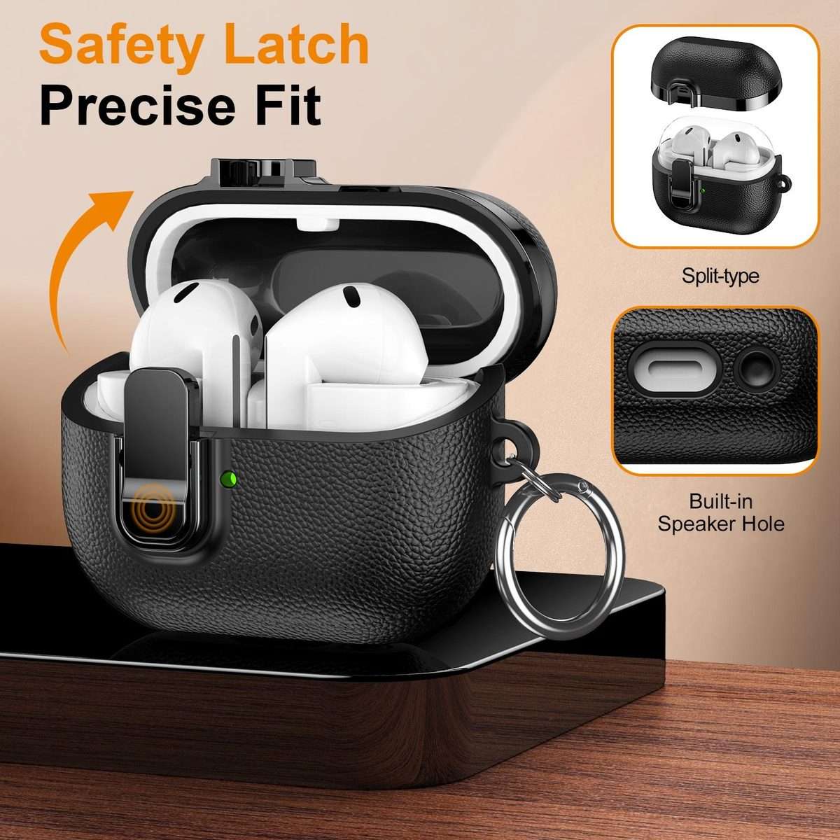 For Samsung Galaxy Buds3 Electroplated Leather Texture Wireless Earphones Protective C ... (Black)
