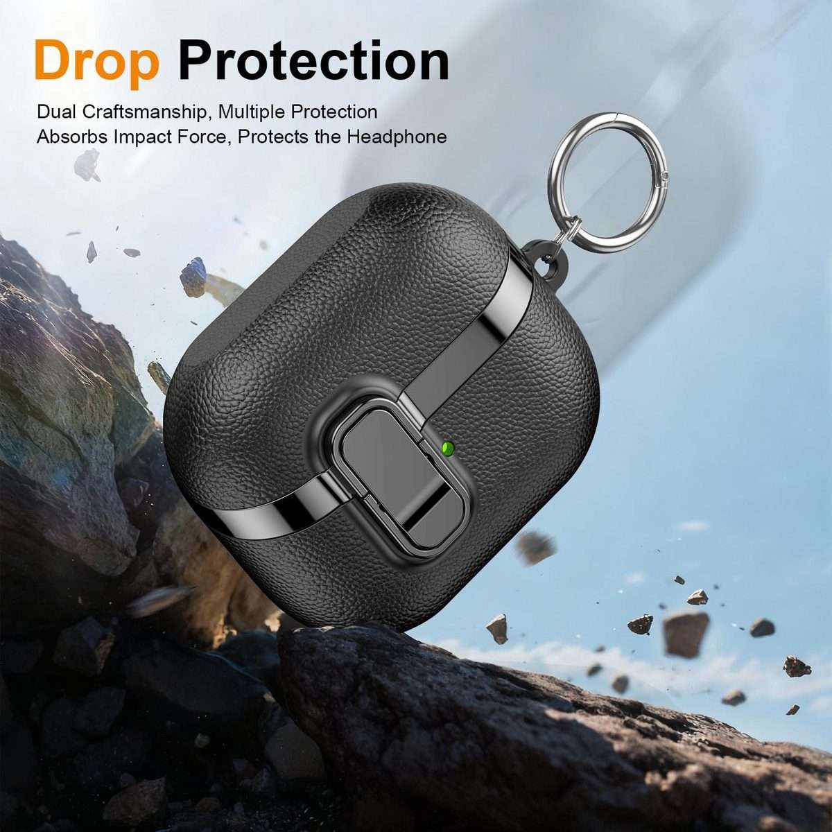 For Samsung Galaxy Buds3 Electroplated Leather Texture Wireless Earphones Protective C ... (Black)