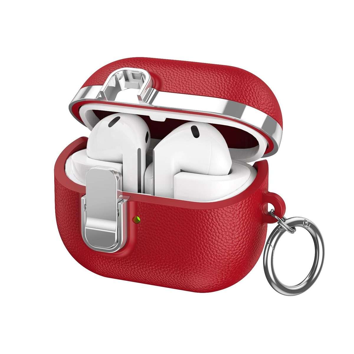 For Samsung Galaxy Buds3 Electroplated Leather Texture Wireless Earphones Protective Cas ... (Red)