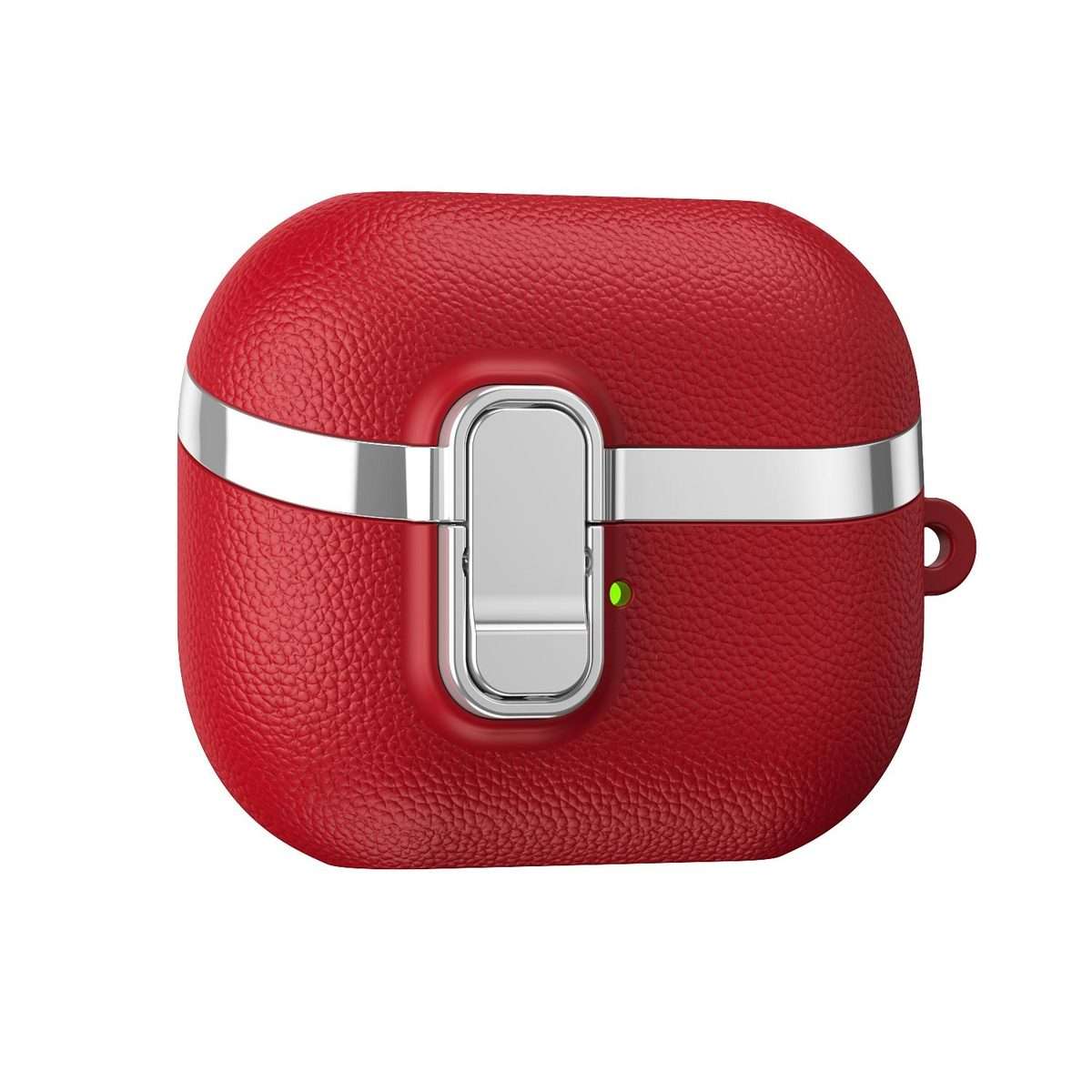 For Samsung Galaxy Buds3 Electroplated Leather Texture Wireless Earphones Protective Cas ... (Red)