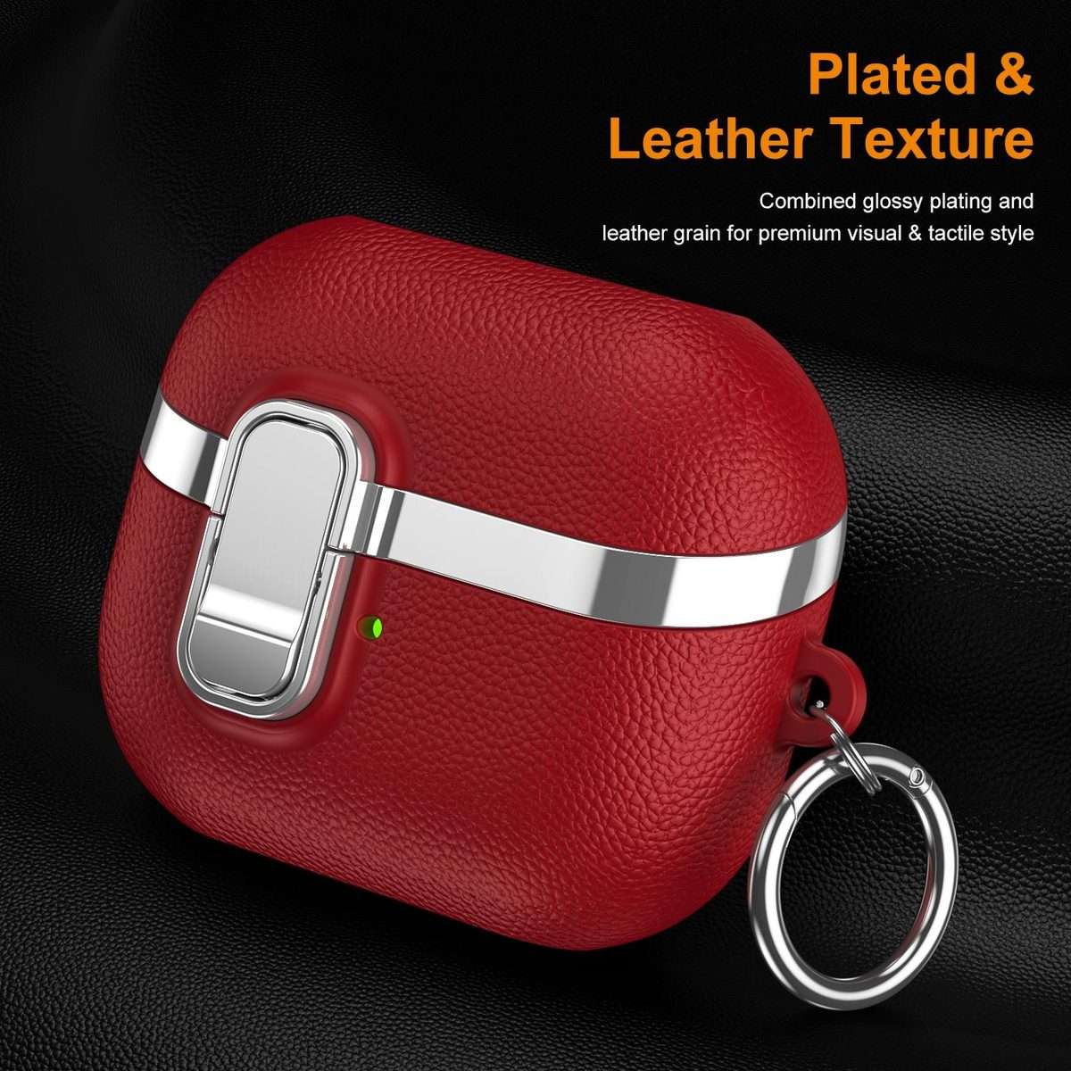 For Samsung Galaxy Buds3 Electroplated Leather Texture Wireless Earphones Protective Cas ... (Red)