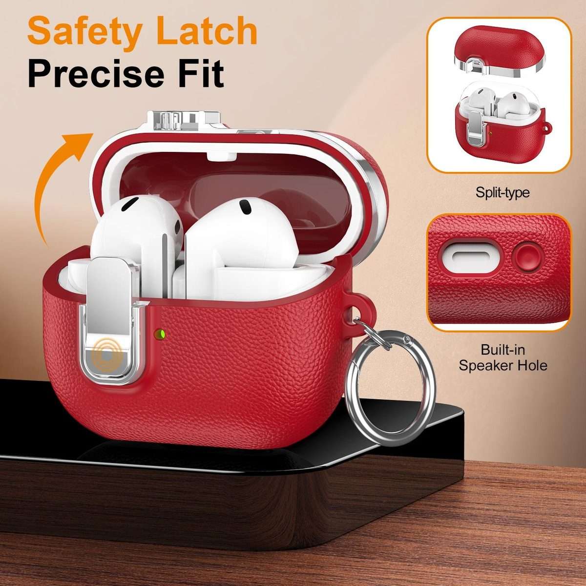 For Samsung Galaxy Buds3 Electroplated Leather Texture Wireless Earphones Protective Cas ... (Red)