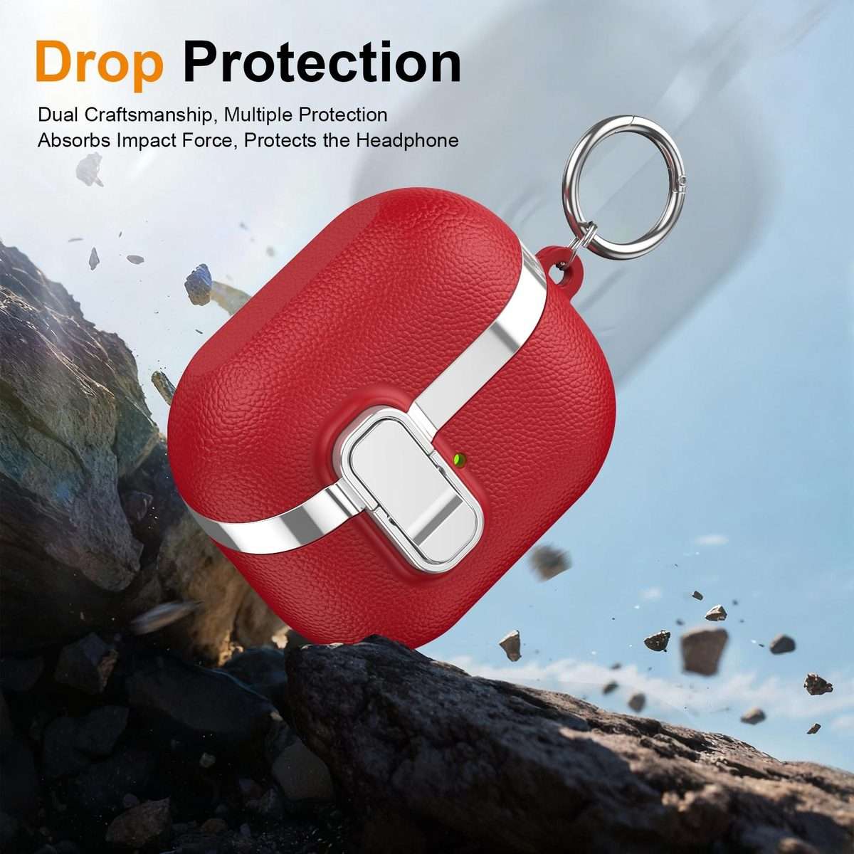 For Samsung Galaxy Buds3 Electroplated Leather Texture Wireless Earphones Protective Cas ... (Red)