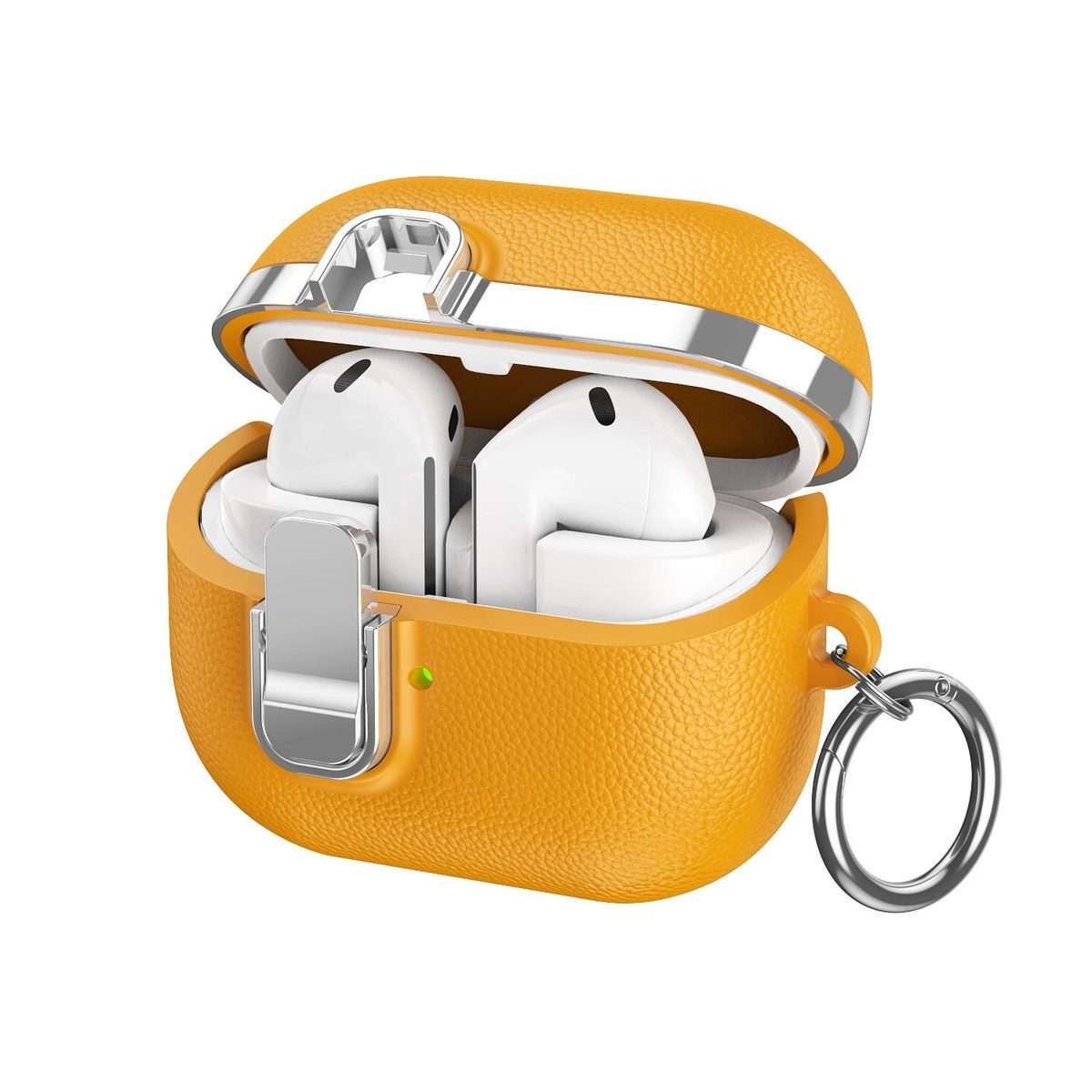 For Samsung Galaxy Buds3 Electroplated Leather Texture Wireless Earphones Protective ... (Yellow)