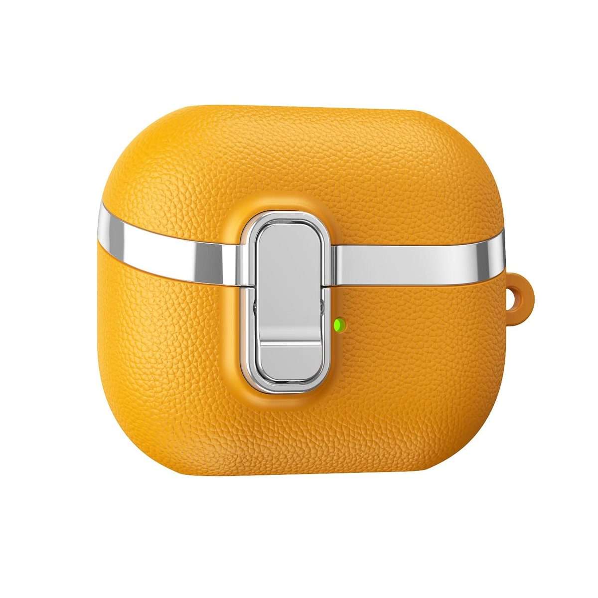 For Samsung Galaxy Buds3 Electroplated Leather Texture Wireless Earphones Protective ... (Yellow)