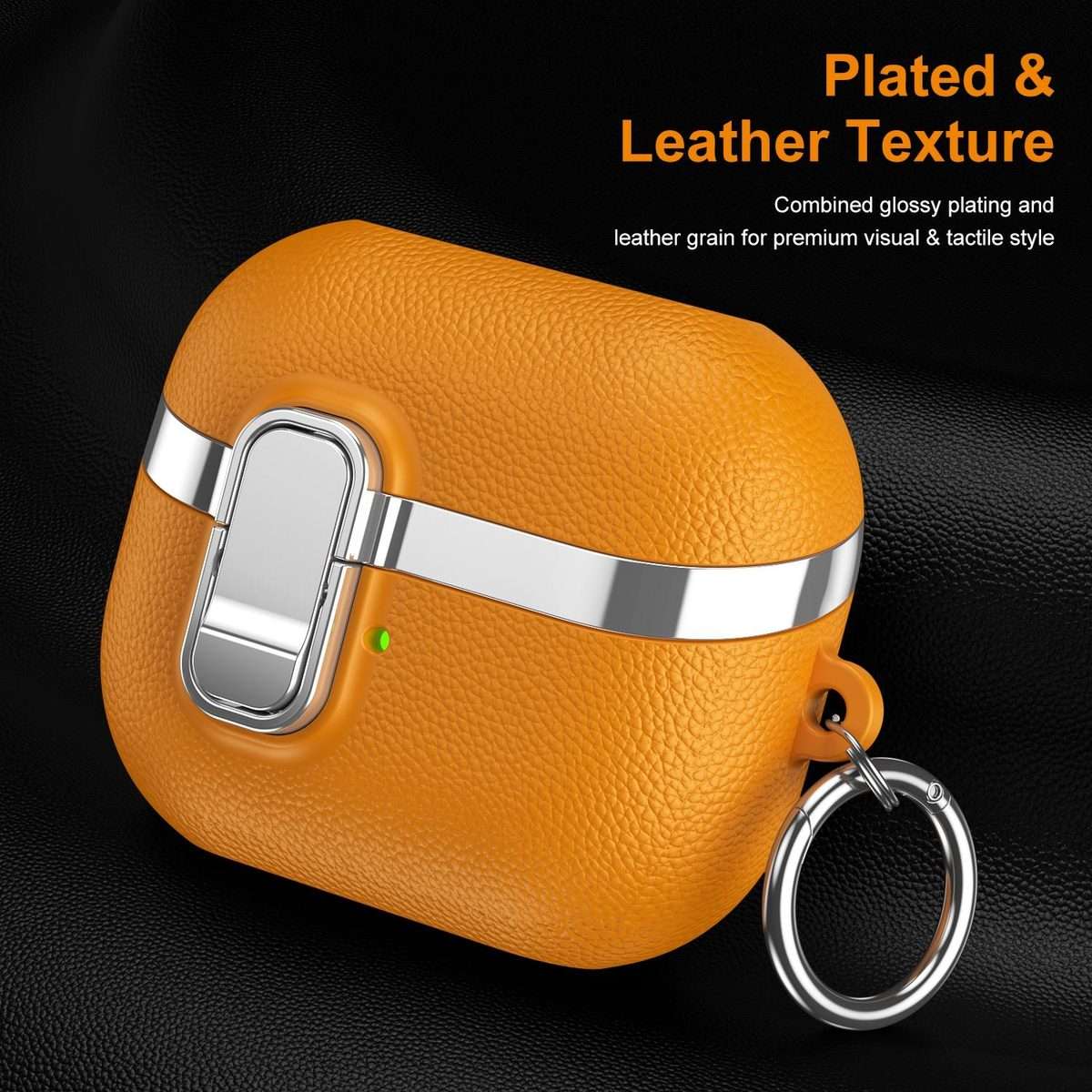 For Samsung Galaxy Buds3 Electroplated Leather Texture Wireless Earphones Protective ... (Yellow)