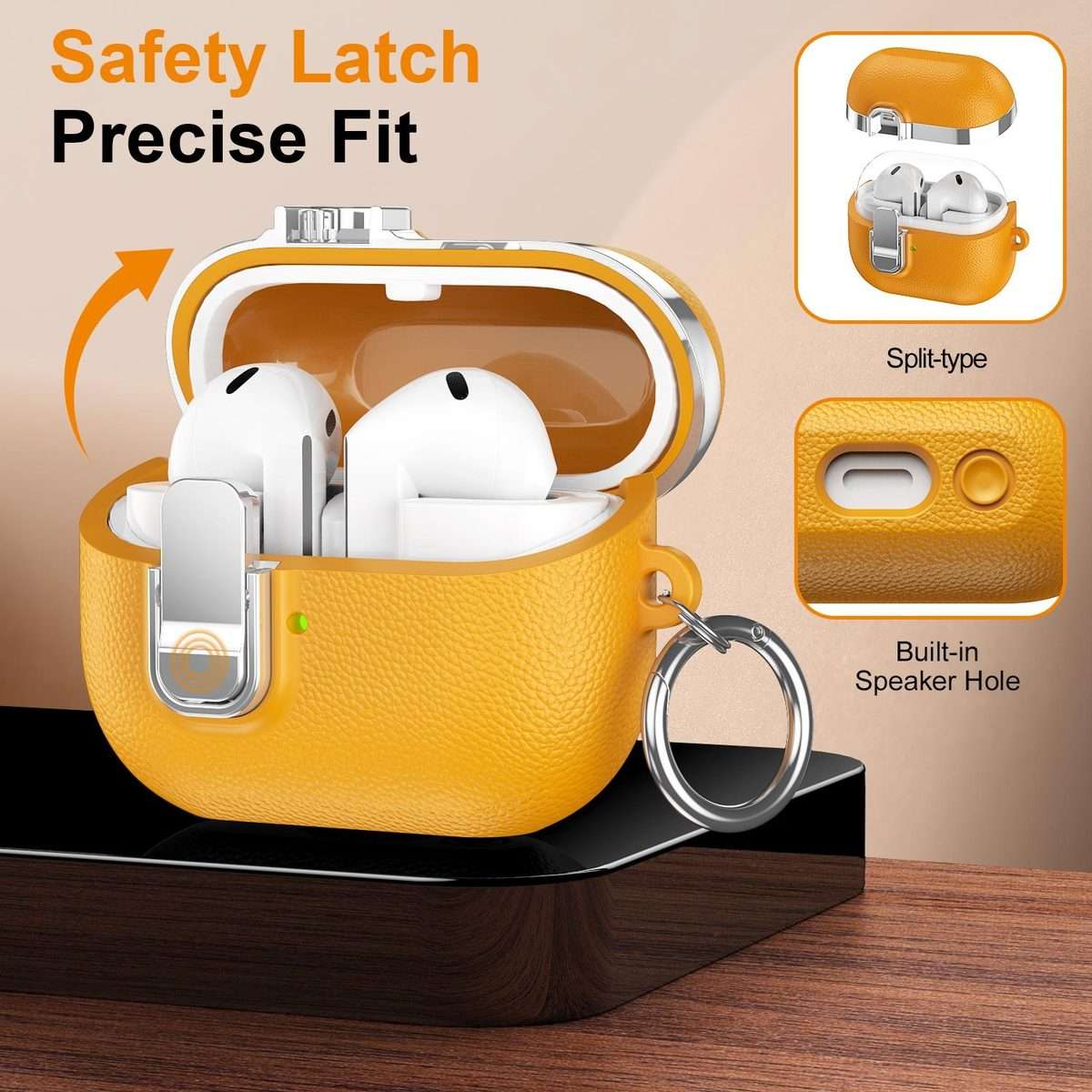 For Samsung Galaxy Buds3 Electroplated Leather Texture Wireless Earphones Protective ... (Yellow)