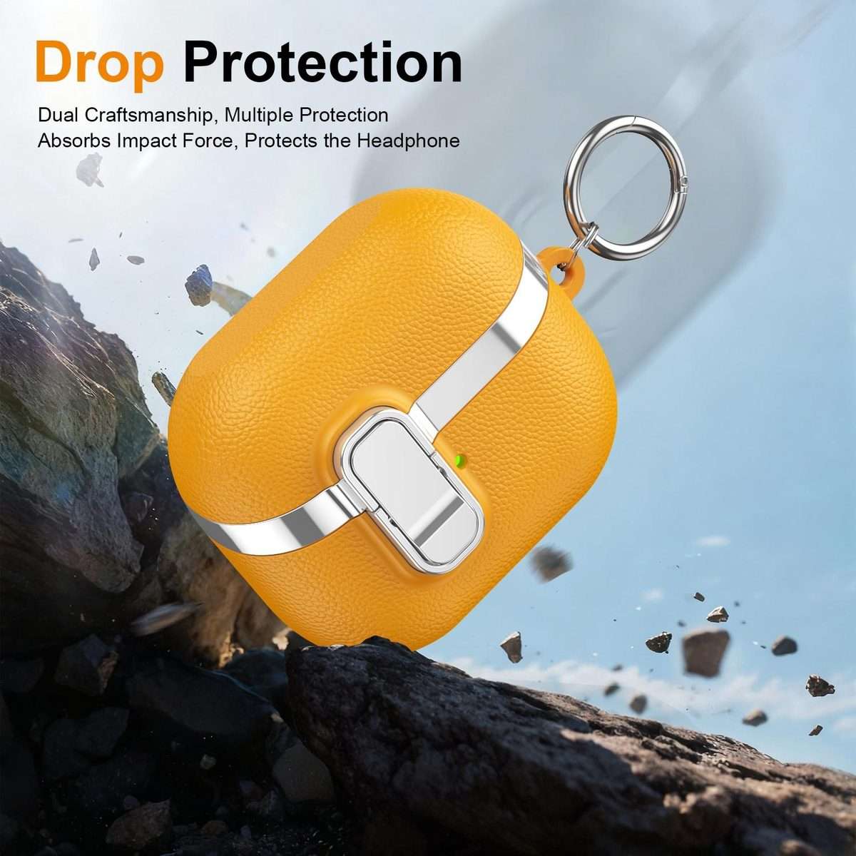 For Samsung Galaxy Buds3 Electroplated Leather Texture Wireless Earphones Protective ... (Yellow)