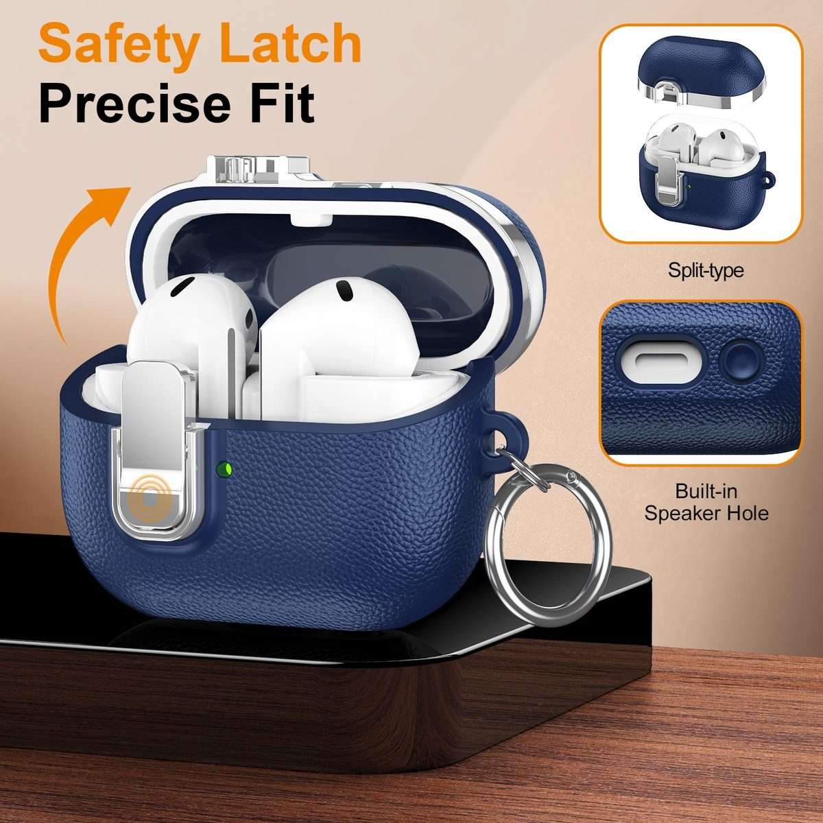 For Samsung Galaxy Buds3 Electroplated Leather Texture Wireless Earphones Protective Ca ... (Blue)