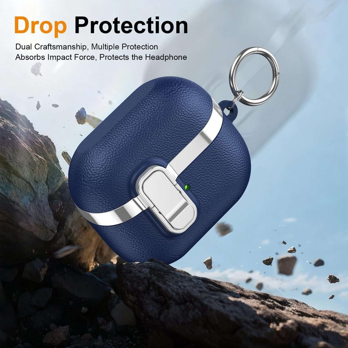 For Samsung Galaxy Buds3 Electroplated Leather Texture Wireless Earphones Protective Ca ... (Blue)