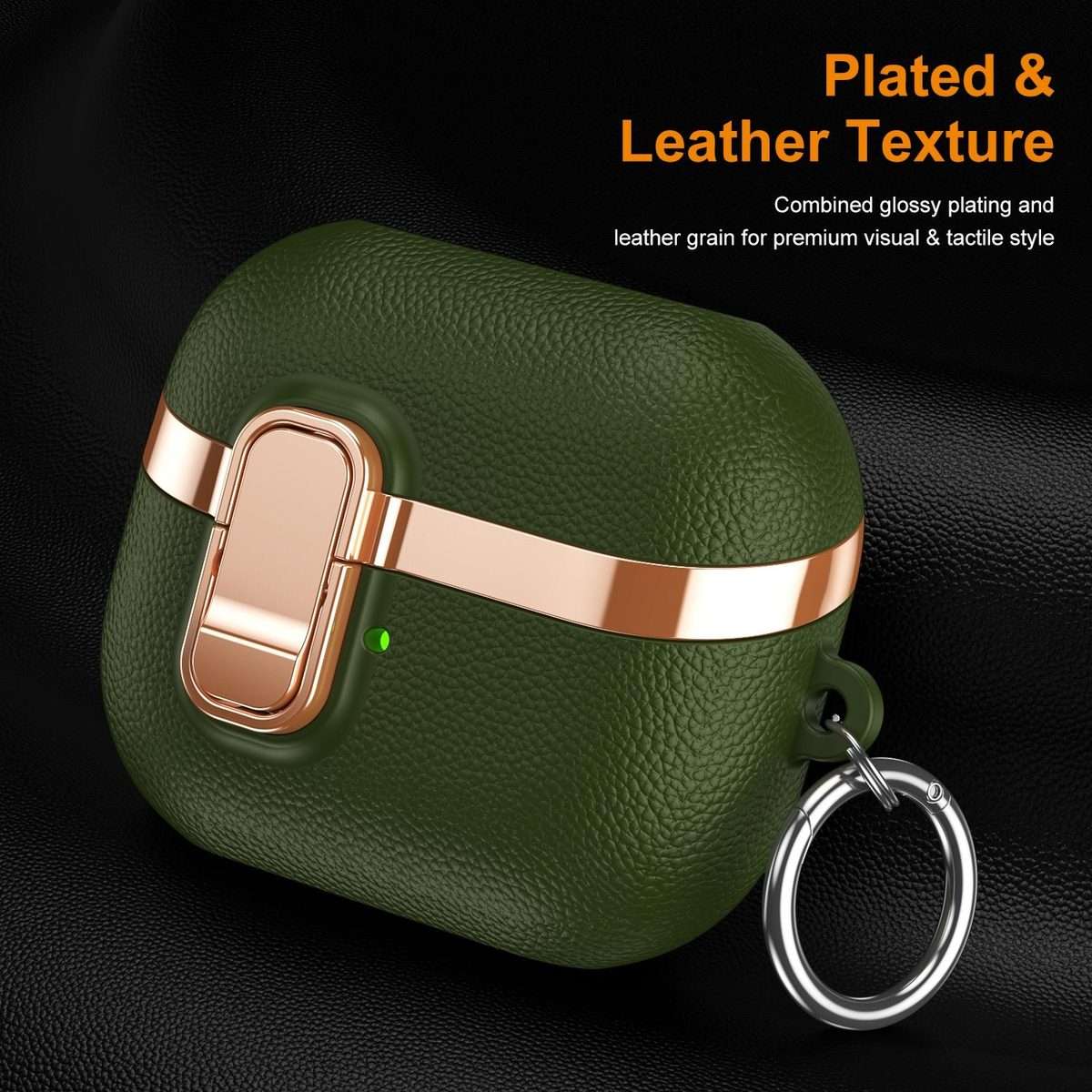 For Samsung Galaxy Buds3 Electroplated Leather Texture Wireless Earphones Protective C ... (Green)