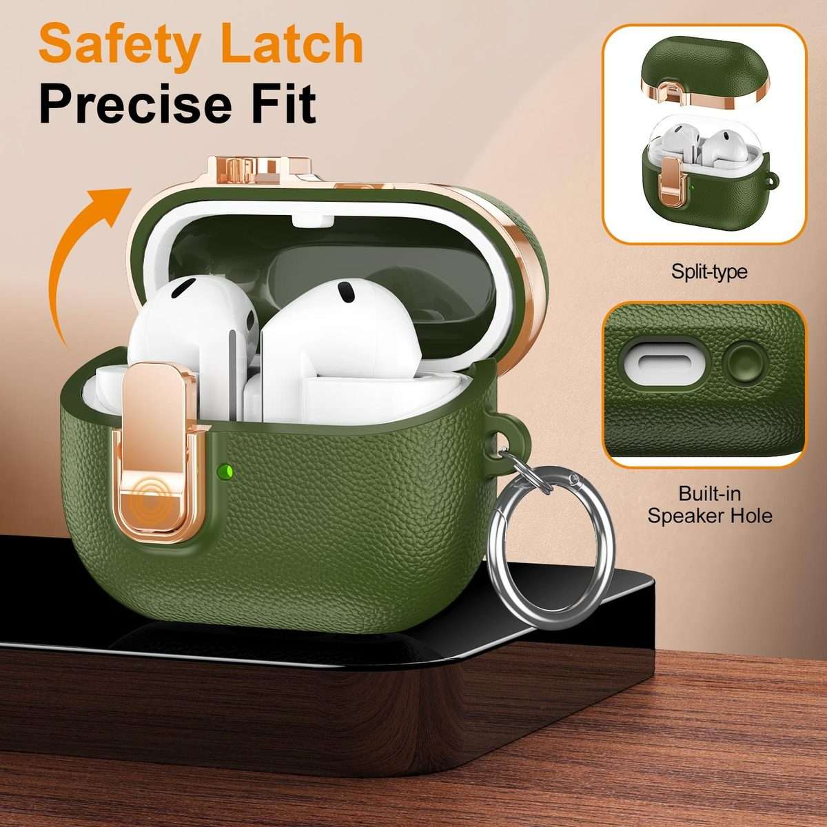 For Samsung Galaxy Buds3 Electroplated Leather Texture Wireless Earphones Protective C ... (Green)