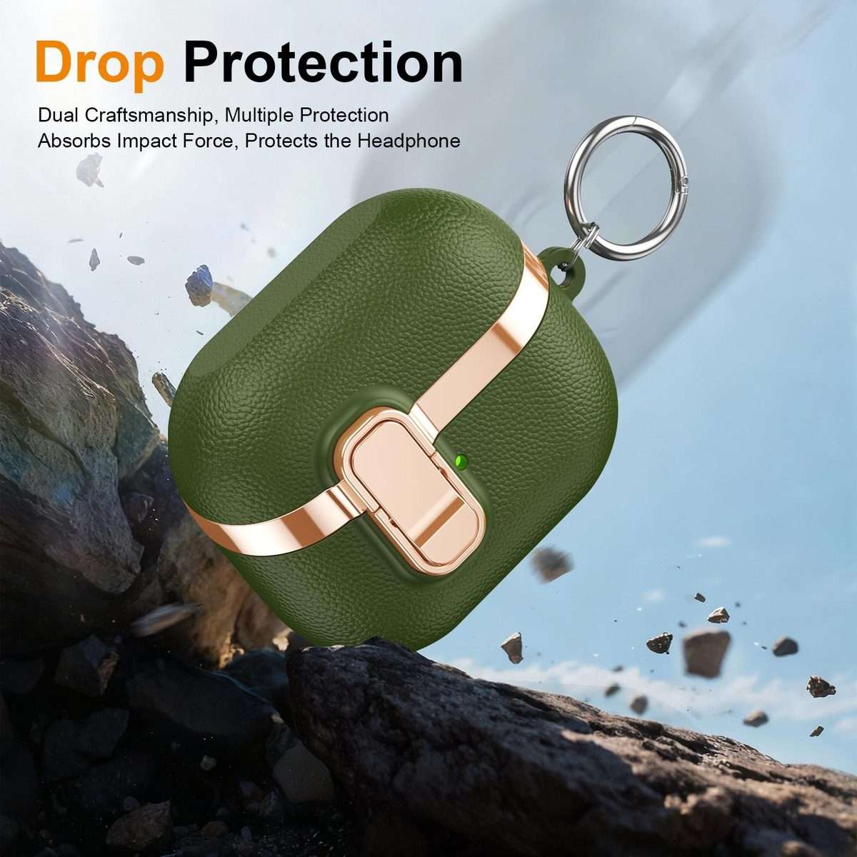 For Samsung Galaxy Buds3 Electroplated Leather Texture Wireless Earphones Protective C ... (Green)
