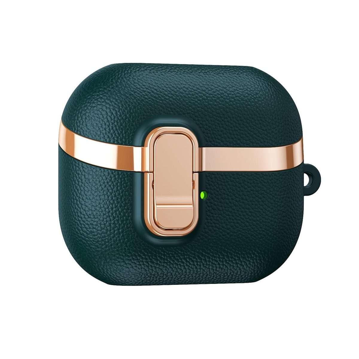 For Samsung Galaxy Buds3 Electroplated Leather Texture Wireless Earphones Protect ... (Dark Green)