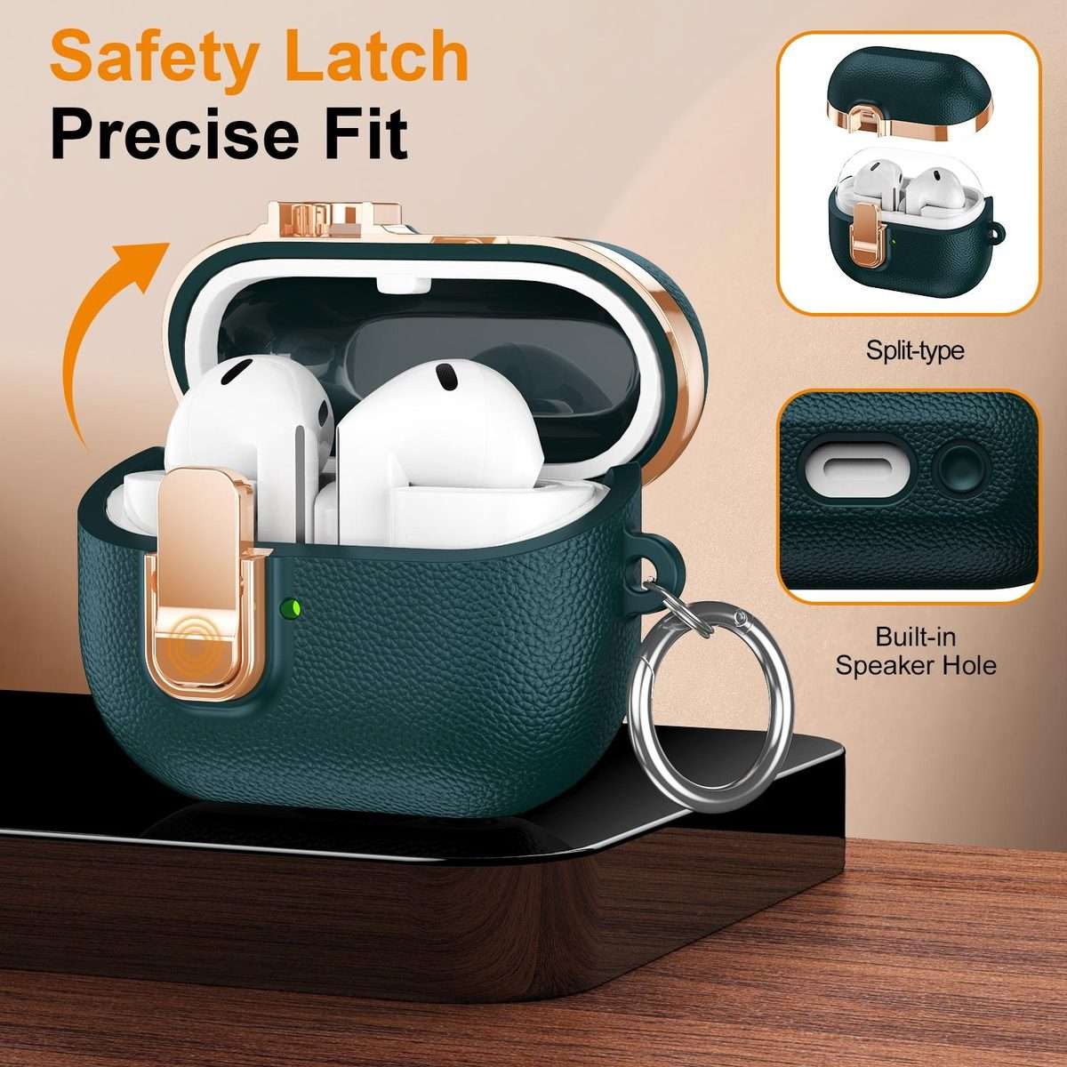 For Samsung Galaxy Buds3 Electroplated Leather Texture Wireless Earphones Protect ... (Dark Green)
