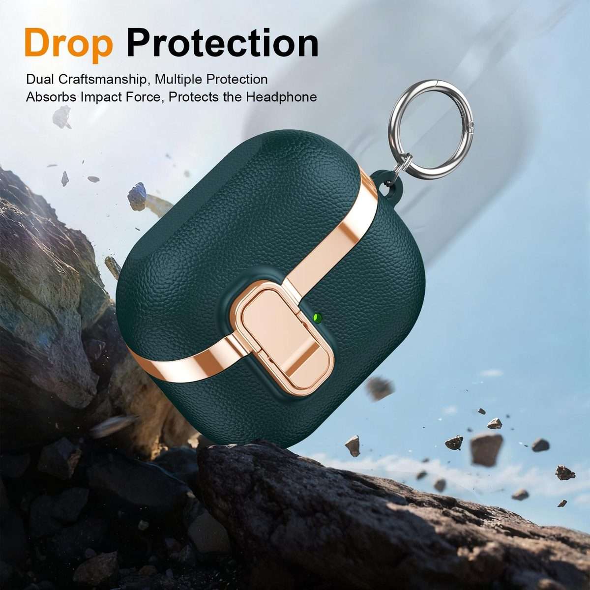For Samsung Galaxy Buds3 Electroplated Leather Texture Wireless Earphones Protect ... (Dark Green)