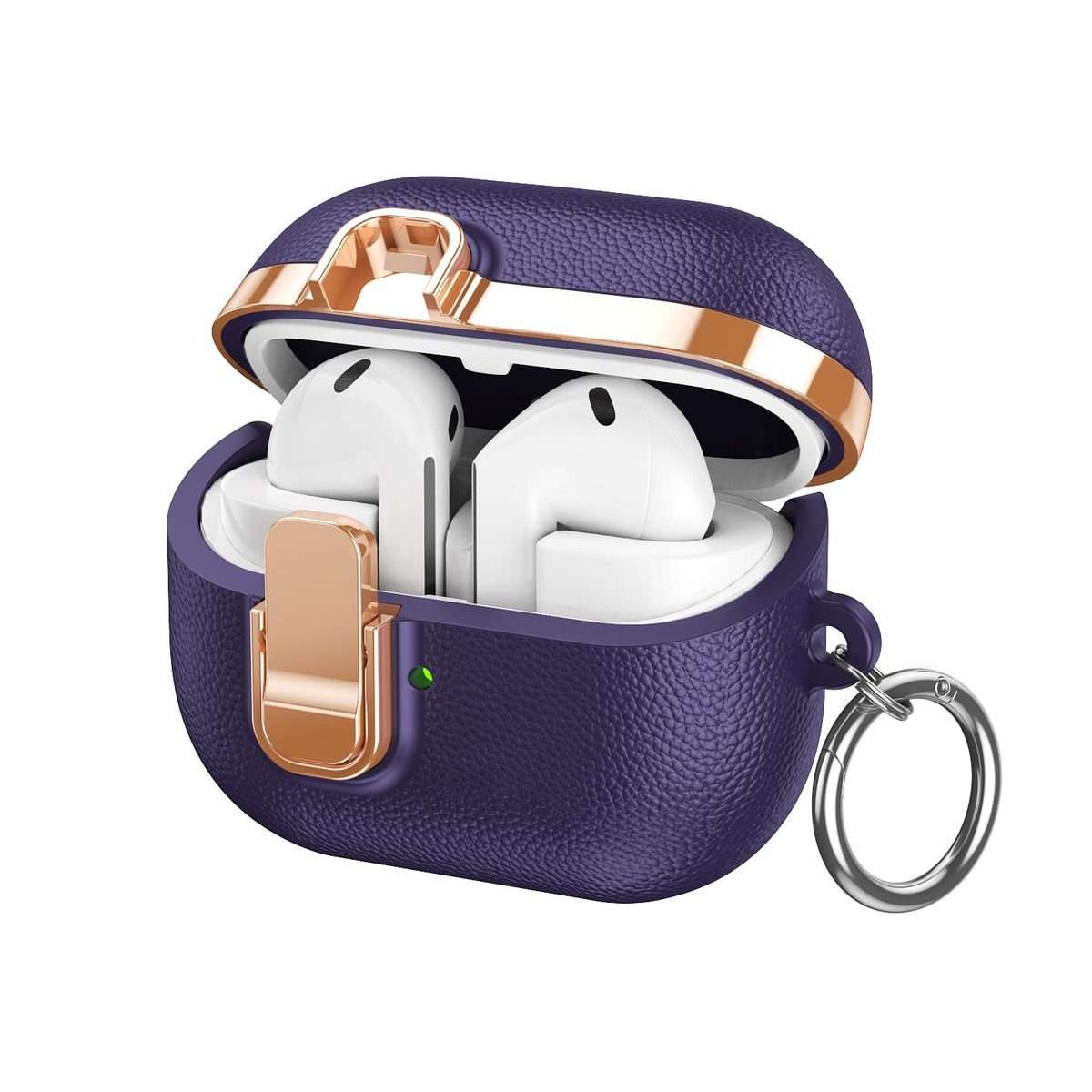 For Samsung Galaxy Buds3 Electroplated Leather Texture Wireless Earphones Protective ... (Purple)