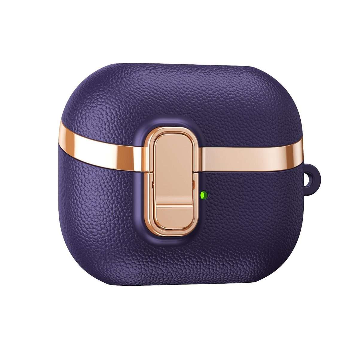 For Samsung Galaxy Buds3 Electroplated Leather Texture Wireless Earphones Protective ... (Purple)