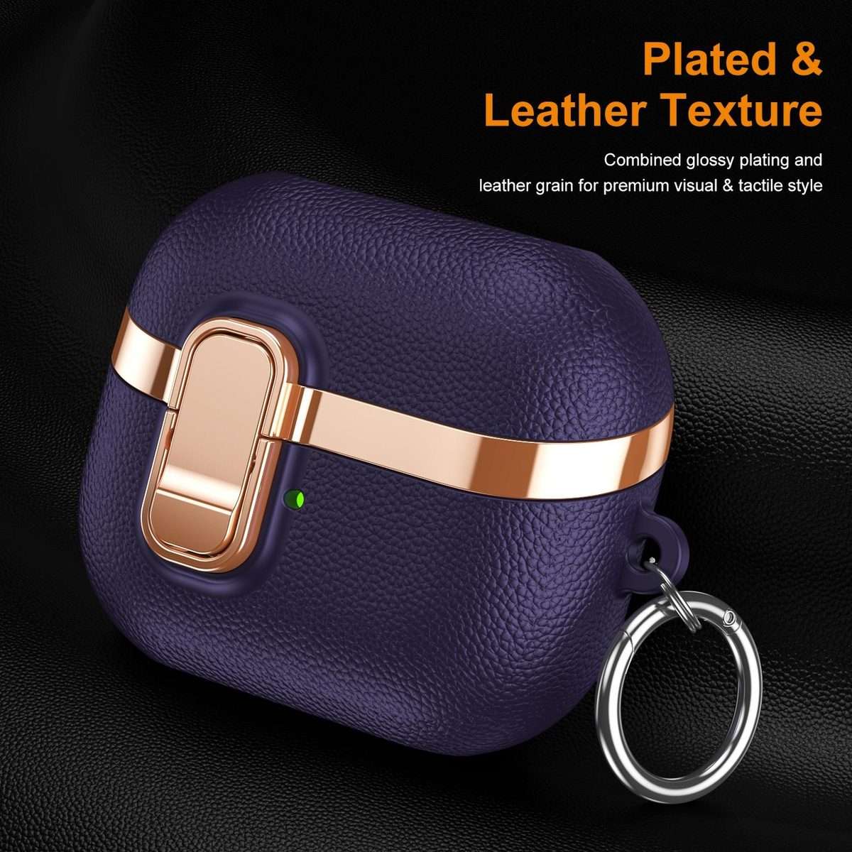 For Samsung Galaxy Buds3 Electroplated Leather Texture Wireless Earphones Protective ... (Purple)
