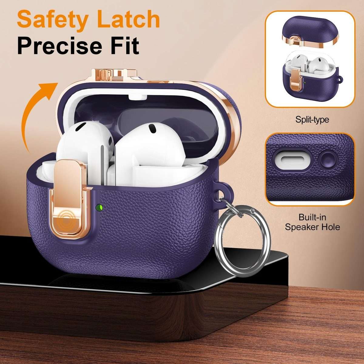 For Samsung Galaxy Buds3 Electroplated Leather Texture Wireless Earphones Protective ... (Purple)