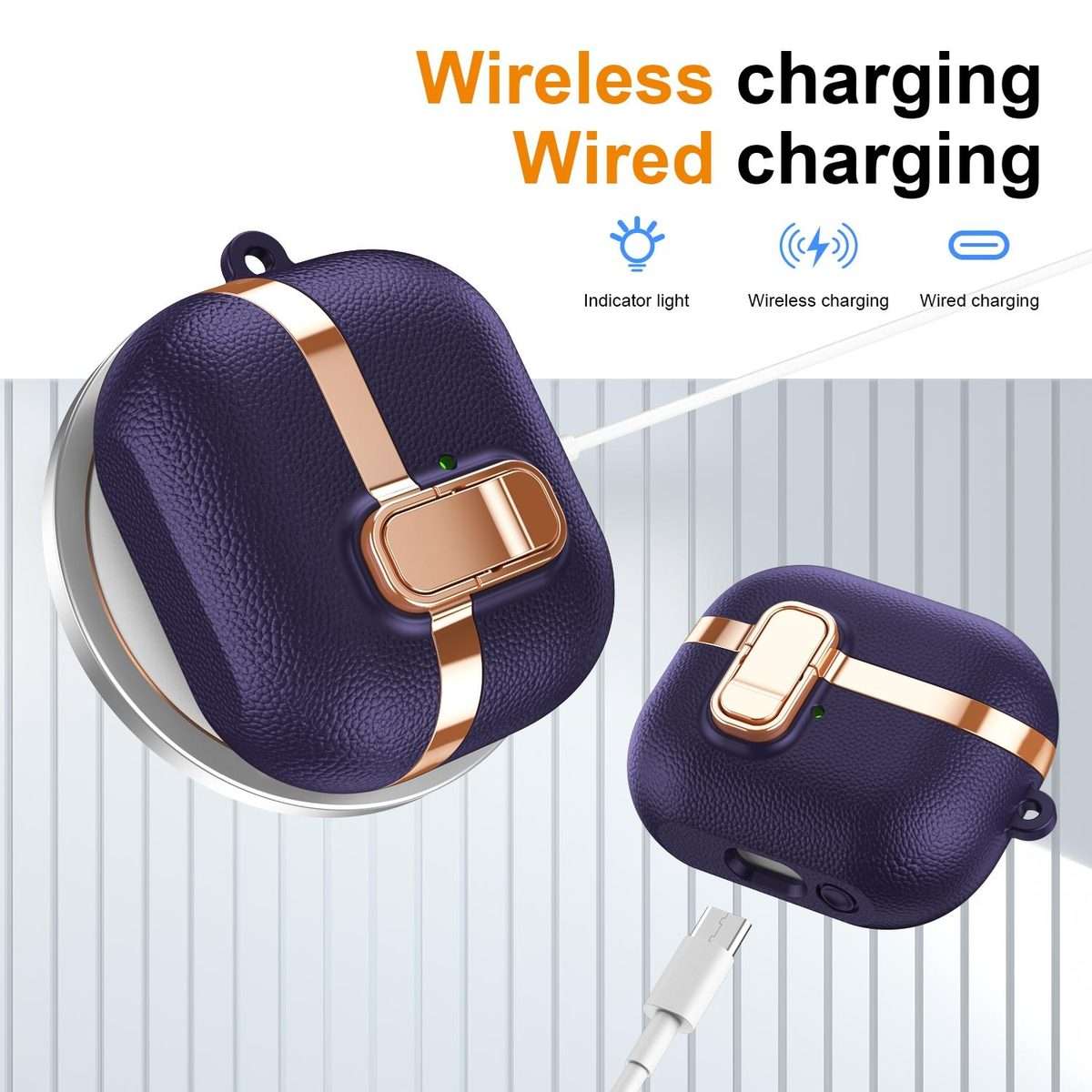 For Samsung Galaxy Buds3 Electroplated Leather Texture Wireless Earphones Protective ... (Purple)
