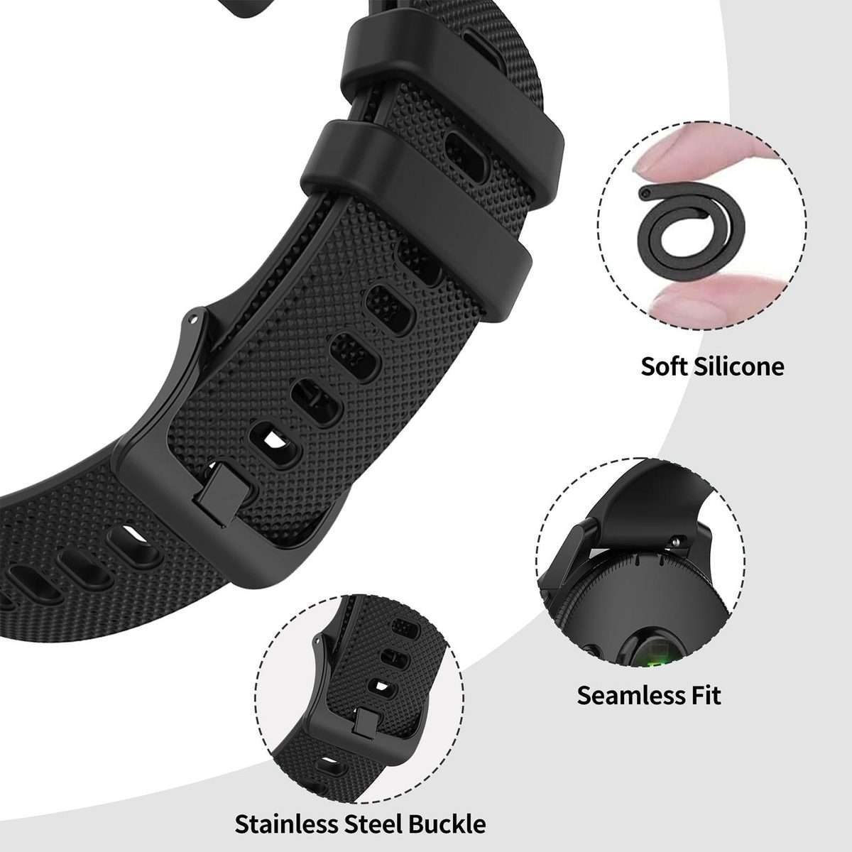 18mm 5 Pack xDfind Small Plaid Solid Color Silicone Watch Band