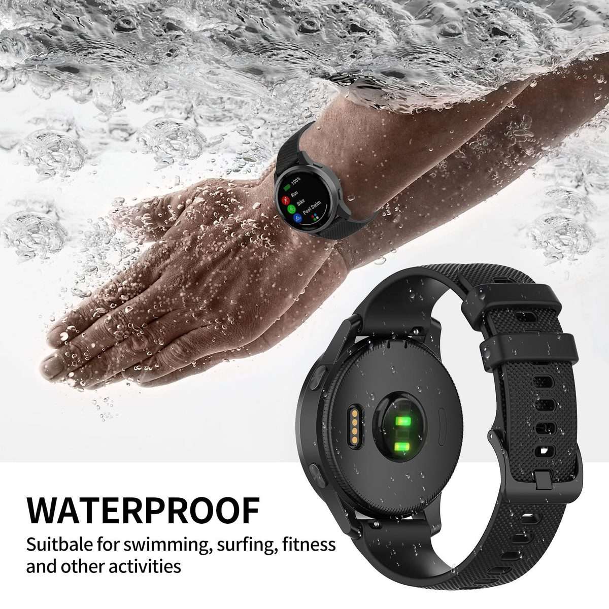 18mm 5 Pack xDfind Small Plaid Solid Color Silicone Watch Band