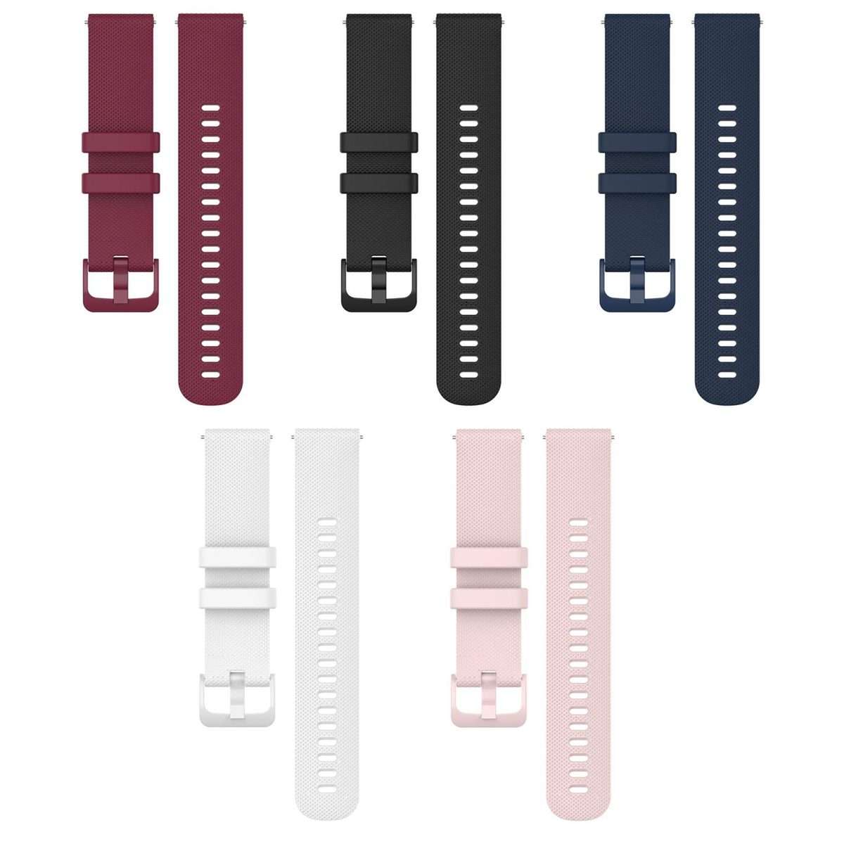 20mm 5 Pack xDfind Small Plaid Solid Color Silicone Watch Band