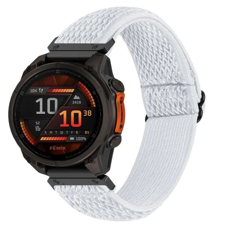 For Garmin 22mm Wave Pattern Elastic Woven Nylon Watch Band(White)