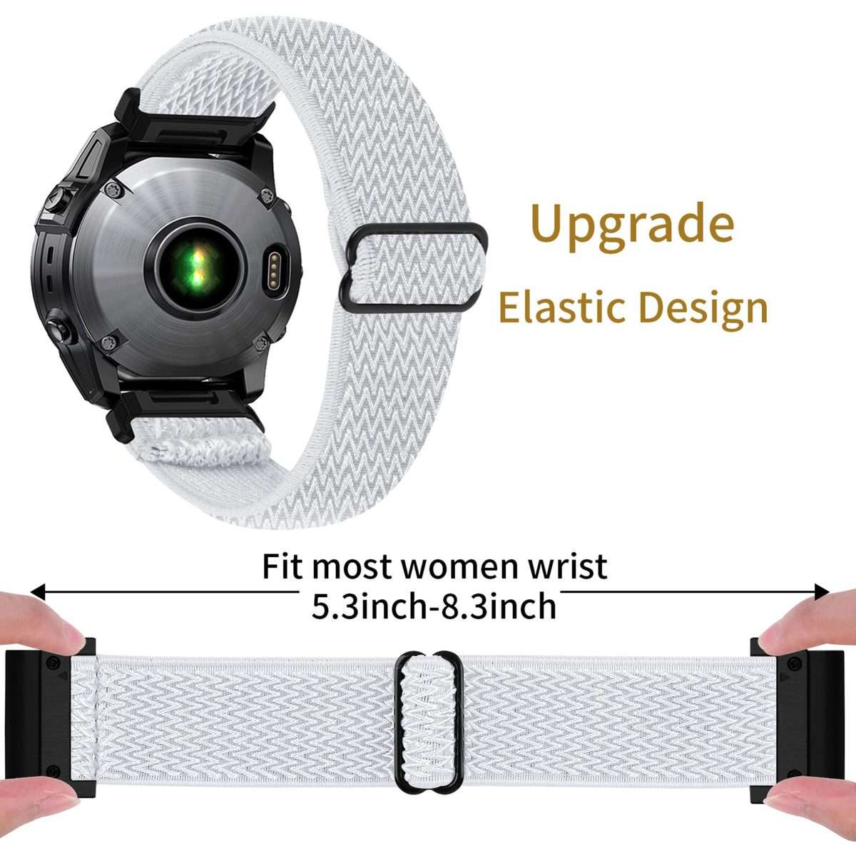 For Garmin 22mm Wave Pattern Elastic Woven Nylon Watch Band(White)