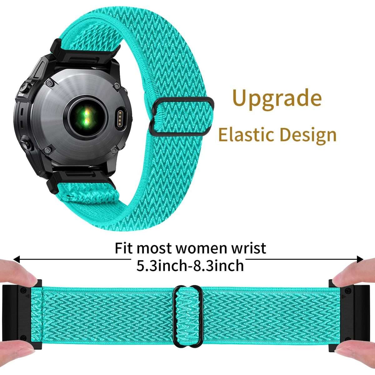 For Garmin 22mm Wave Pattern Elastic Woven Nylon Watch Band(Mint Green)