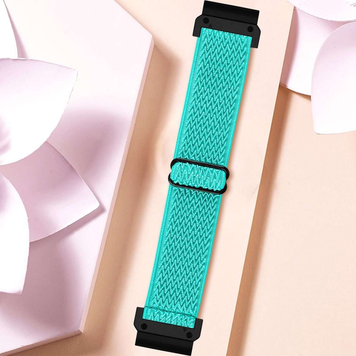 For Garmin 22mm Wave Pattern Elastic Woven Nylon Watch Band(Mint Green)