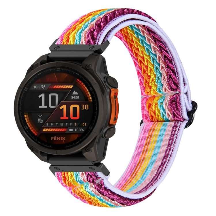 For Garmin 22mm Wave Pattern Elastic Woven Nylon Watch Band(Rainbow)