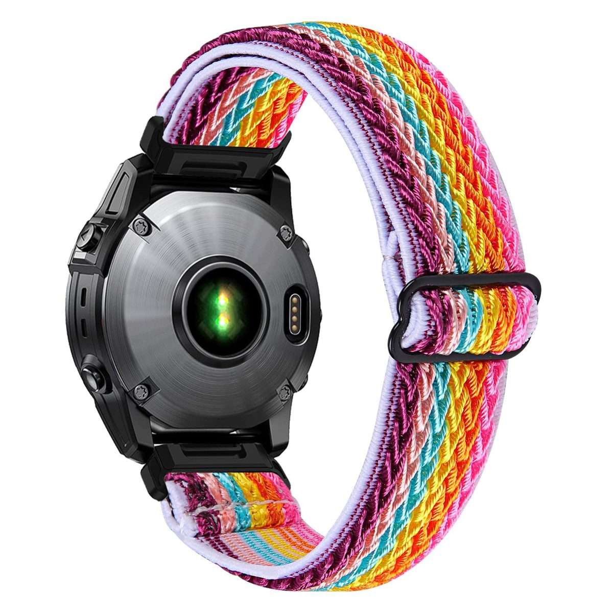 For Garmin 22mm Wave Pattern Elastic Woven Nylon Watch Band(Rainbow)