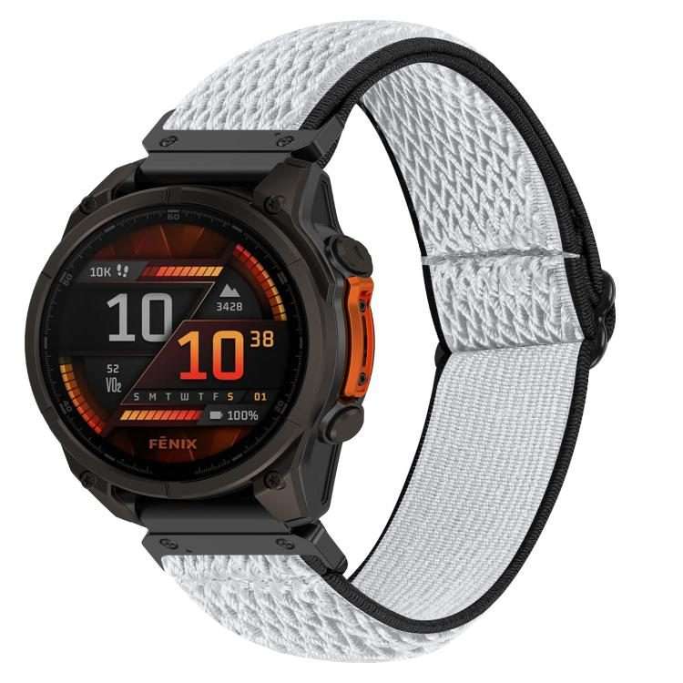 For Garmin 22mm Wave Pattern Elastic Woven Nylon Watch Band(Black White)