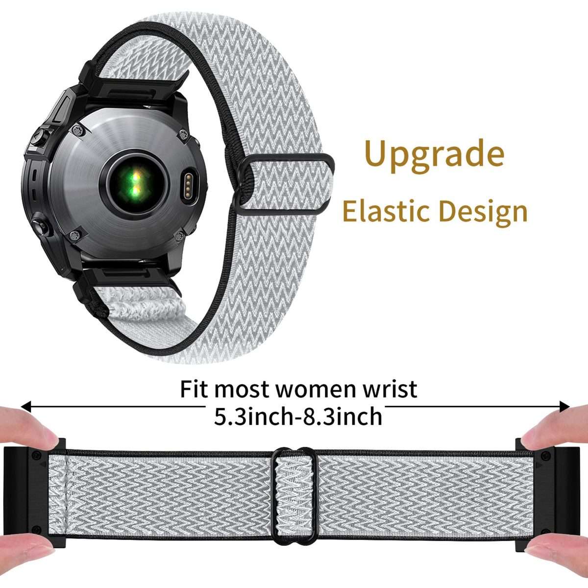 For Garmin 22mm Wave Pattern Elastic Woven Nylon Watch Band(Black White)
