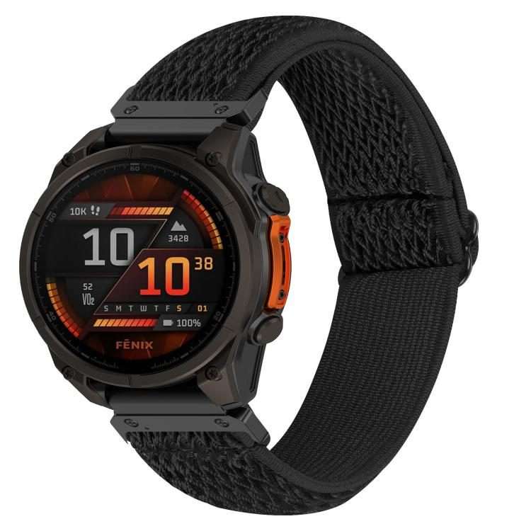 For Garmin 22mm Wave Pattern Elastic Woven Nylon Watch Band(Black)