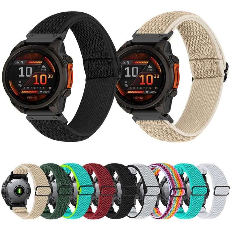 For Garmin 22mm Wave Pattern Elastic Woven Nylon Watch Band(Black)