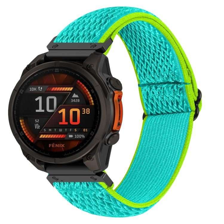 For Garmin 22mm Wave Pattern Elastic Woven Nylon Watch Band(Yellow Green)